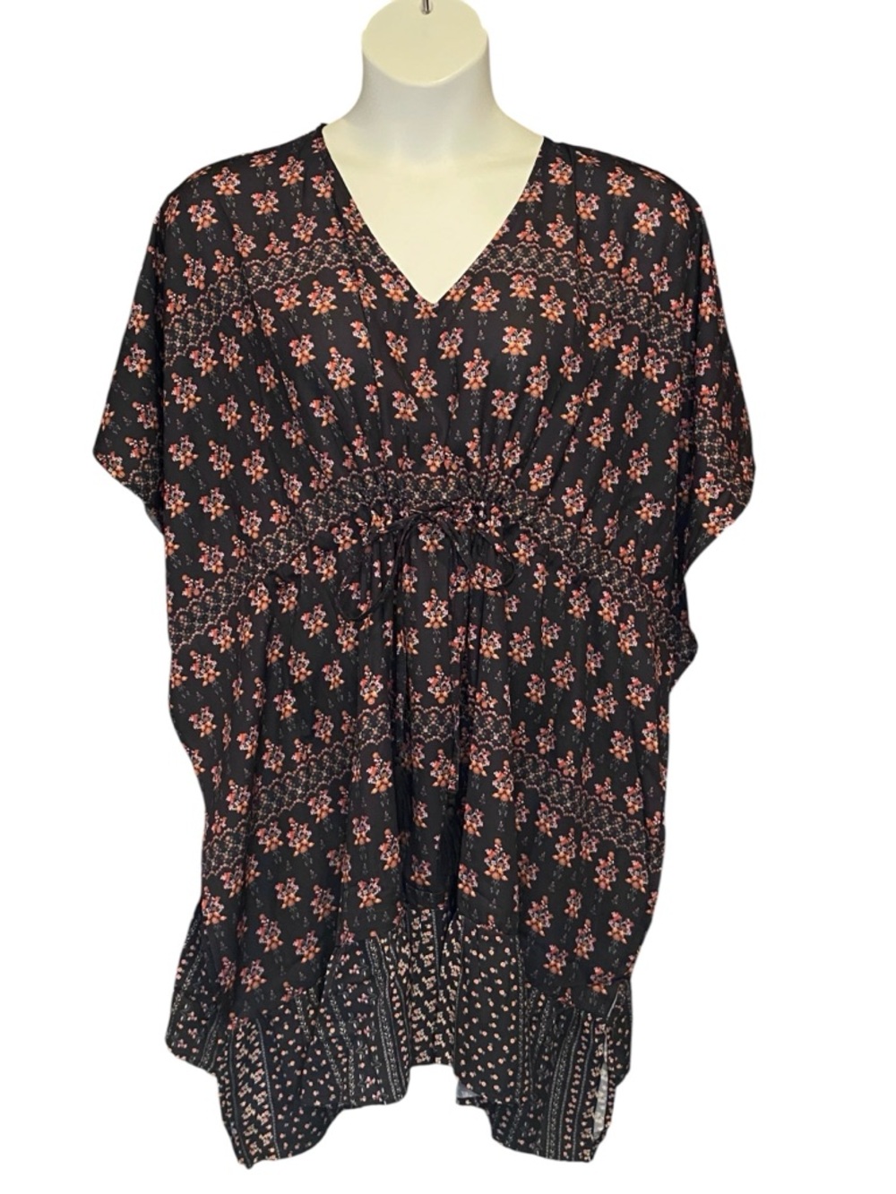 Cotton Bleu Clothing Floral Kaftan Cover Up Dress Womens Size Large L/XL NWT
